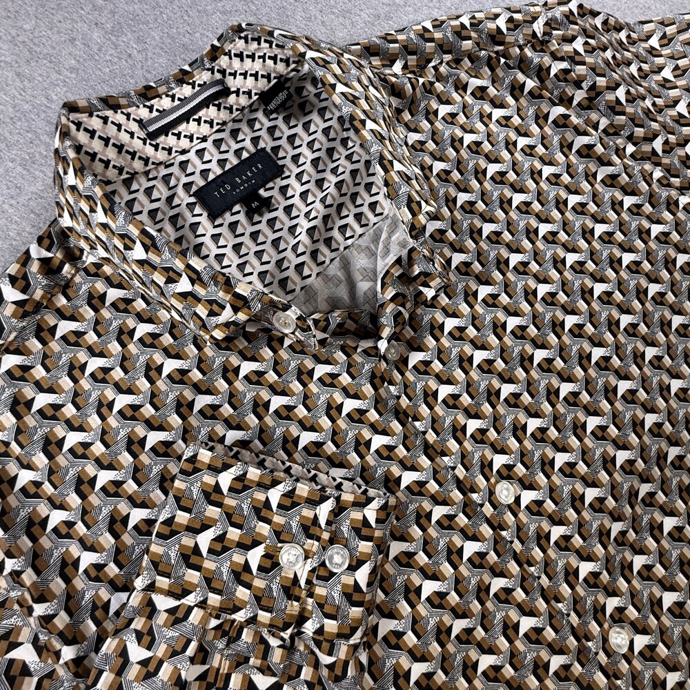 Ted Baker London Geometric Print Button-Up Shirt - Size MEDIUM